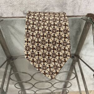 HENRY GRETHEL Men’s Italian silk tie Geo Aztec Pattern Browns Made in the  USA